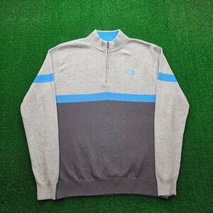AT&T Employee Quarter Zip Knit Sweater Mens XL Colorblock Uniform Work Wear